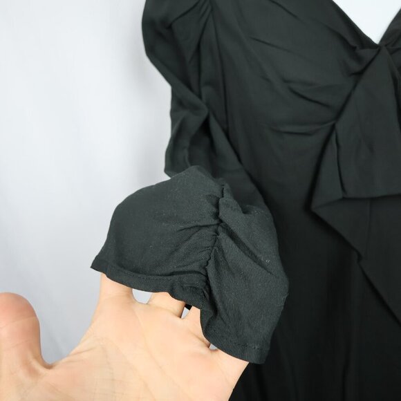 Anthropologie The Korner Black Bow-Tie Elegant Puff Sleeve Shift Dress - Small - Picture 6 of 12